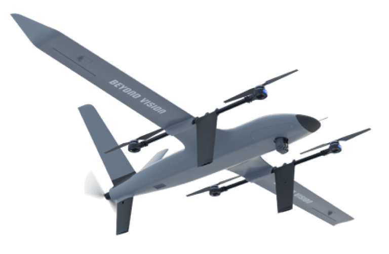VTOL AI-powered drone full view render display mode